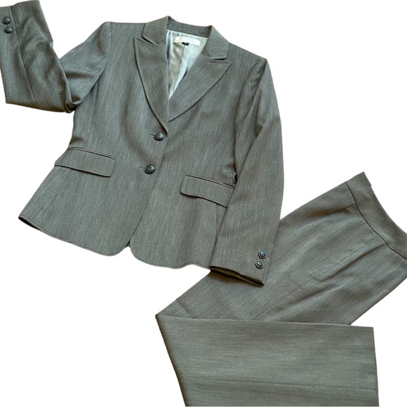 Tahari ASL Jackets & Blazers - Two-Piece Tahari ASL Gray Pantsuit